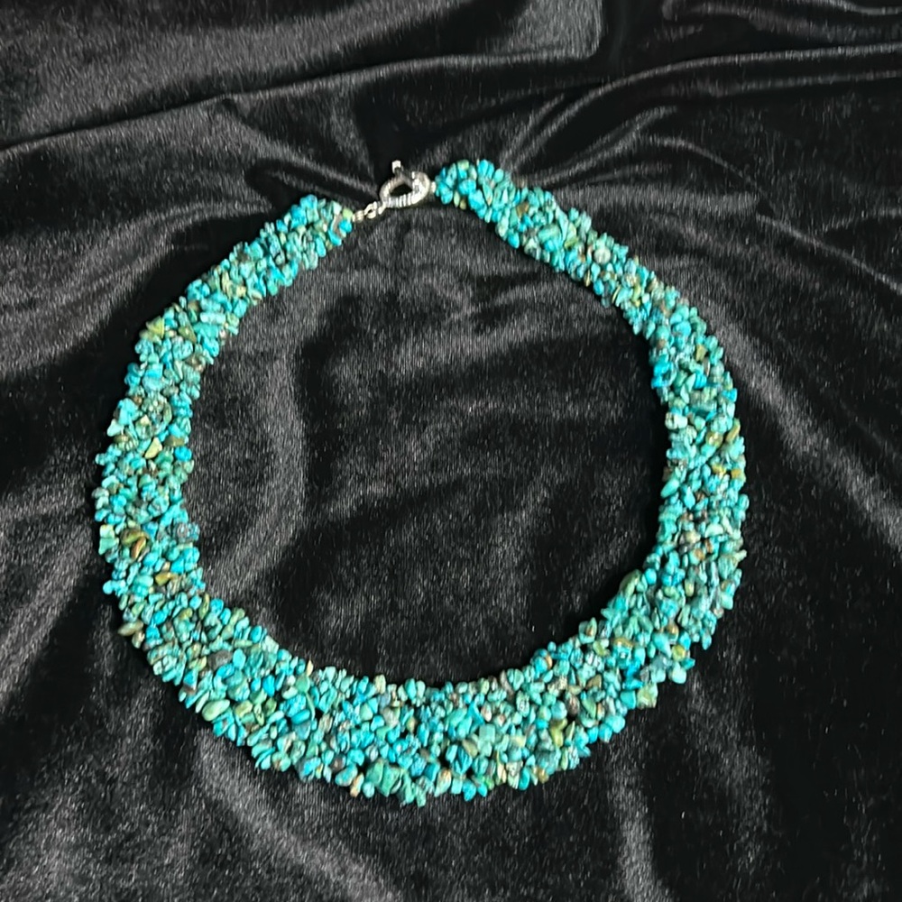 #1 vintage handmade turquoise bib necklace
